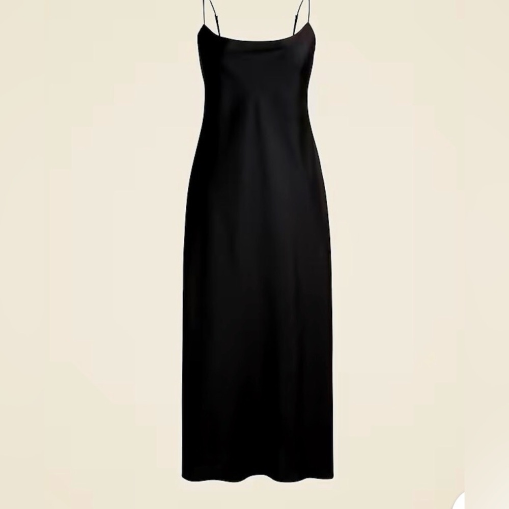 J. Crew Gwyneth Black Cupro Blend Slip Midi Dress Women's size 12